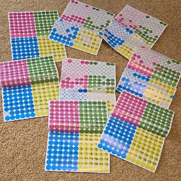 Hobby Lobby Other - Colorful Garage Sale Price Round Numbered Sticker Sheets As Seen Dollar